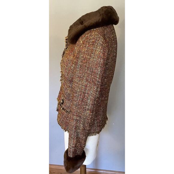 VTG Penny Lane Sz 6 Bloomingdale’s Jacket Silk Rabbit Fur Mob Wife Blazer City - Picture 6 of 11